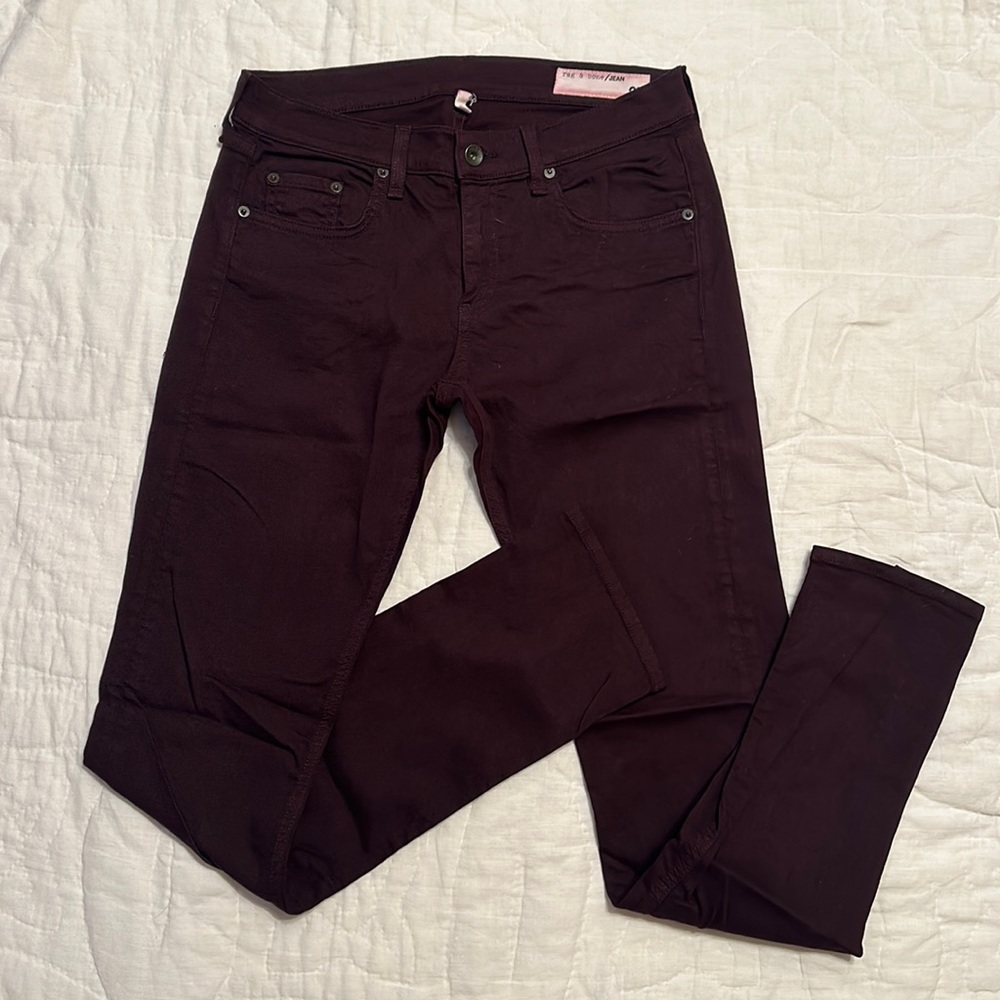Rag & bone maroon/dark red stretch skinny jean